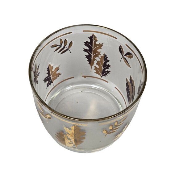 Libbey Golden Foliage 22K Gold Leaf Design Frosted Ice Bucket & Glasses - Picture 4 of 16